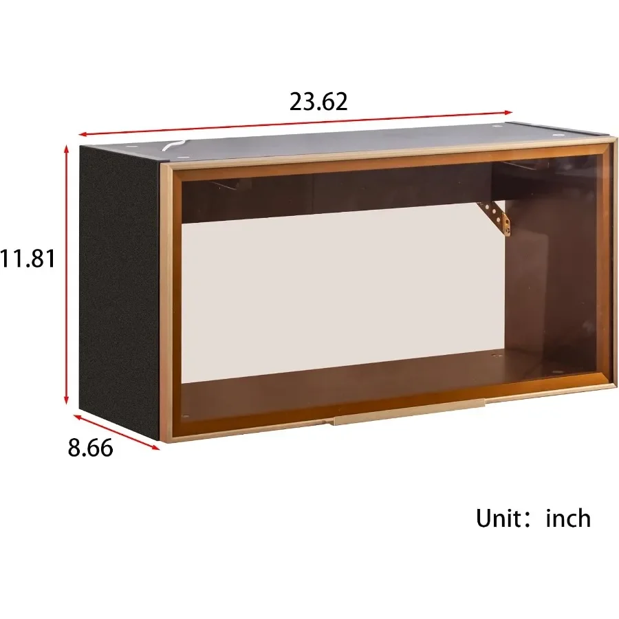Modern wall mounted display cabinet with LED light, flip-up glass door, upper cabinets with glass doors for living room, black