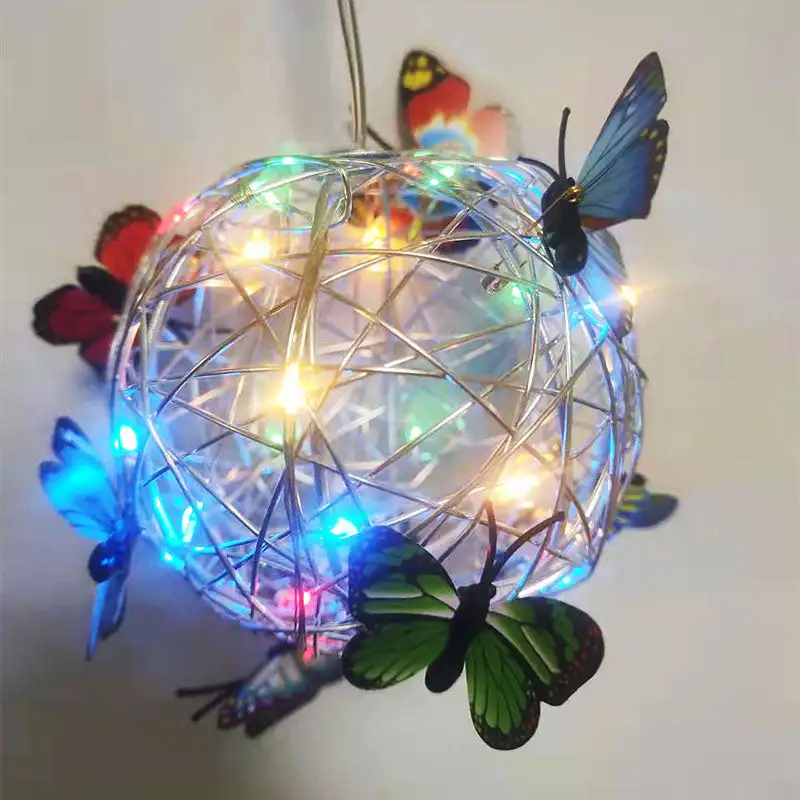 

1PC Butterfly Metal Ball Hanging Solar Light With Waterproof Weaving Lamp Garden Decoration Outdoor Suncatchers Dropshipping