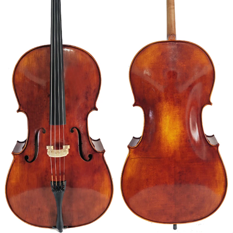 Premium 4/4 Size Handmade Professional Solo Cello with Maple Hard Case for Advanced Musicians Concert Performance