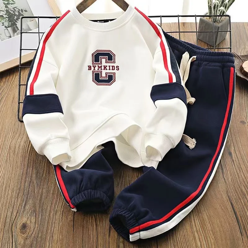 2024 New Spring Autumn Tracksuit Suit Child Baby Boy Korean Clothing Set Letter Coats + Pants 2Pcs For Kids Children Sets 4-14T