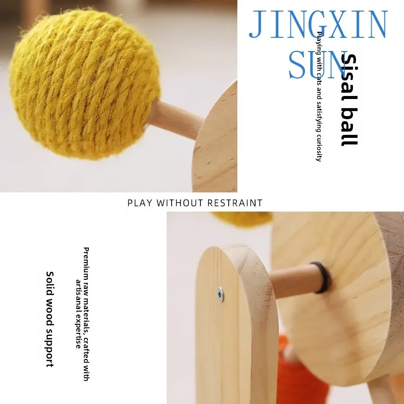 Cat teasing stick Ferris wheel sword hemp ball solid wood cat