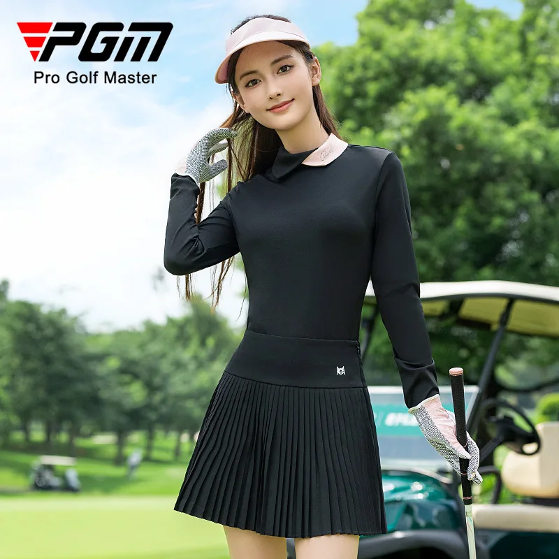 قميص بولو نسائي بأكمام طويلة من PGM للخريف والشتاء بياقة محظورة ملونة YF841 #3