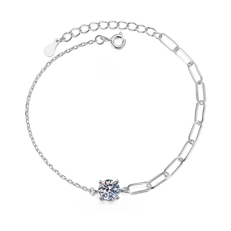 

ZFSILVER модный классический s925 серебряный цвет D муассанит 1 карат простой круглый браслет для женщин аксессуары роскошные ювелирные изделия подарок S052