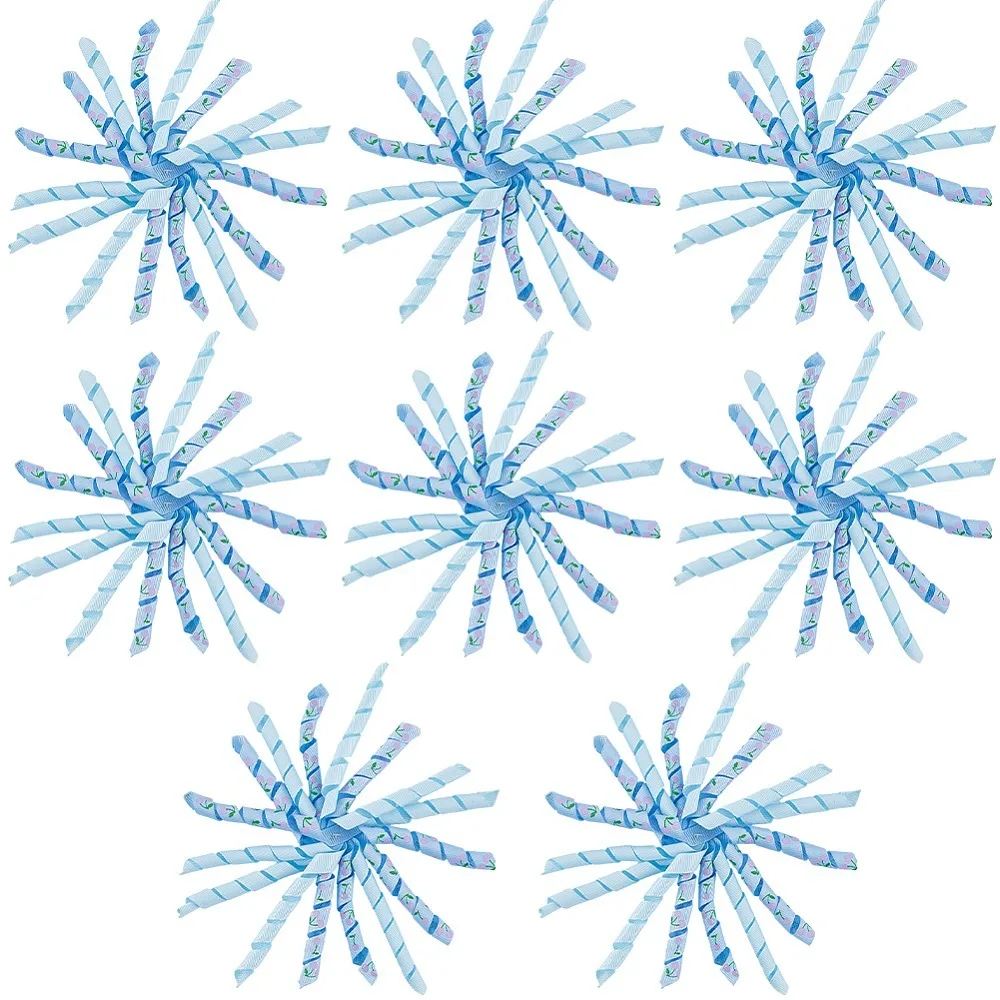 

8Pcs Cloth Curly Ribbon Bows Gift Wrap Bows with Adhesive Back Pale Turquoise 10x10cm