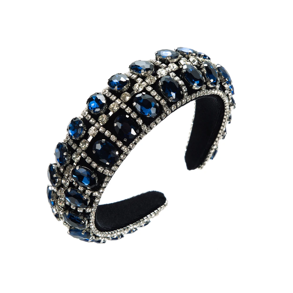 European and American New Headband Baroque Square Full Diamond Sponge Retro Headband High Head Top Pressing Hair Accessories