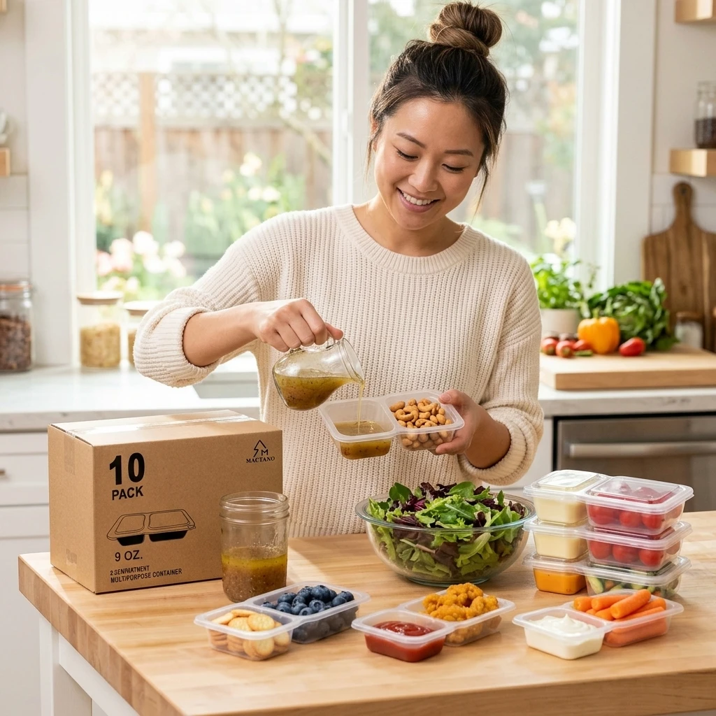 Restaurant Owners Sauce Cups Divided Condiment Containers Portable Leakproof PP Plastic for Takeout Picnic Food Storage
