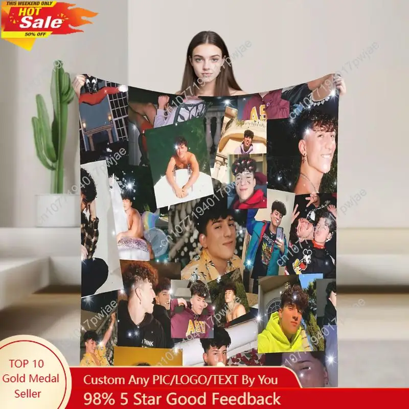 

Tony Lopez Collage Throw Blanket Soft Hypoallergenic Flannel All-Season Blanket for Bed Sofa Camping Perfect Custom blankets