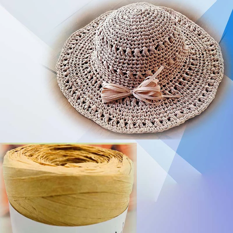 240m/roll Raffia Paper Rope Knitting Yarn for Summer Crochet Sun Hat DIY Hand Knitting Bag Handbang Bouquet Packing Rope Thread