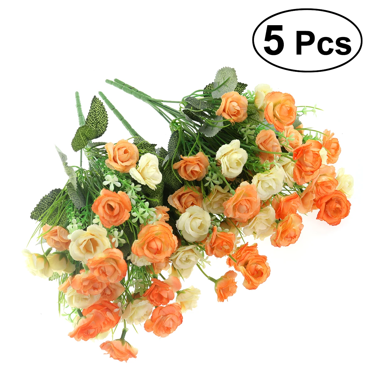 

5pcs Mini Rose Simulated Flowers Artificial Single Stem Roses Cloth Easy Clean Realistic Home Party Wedding Christmas