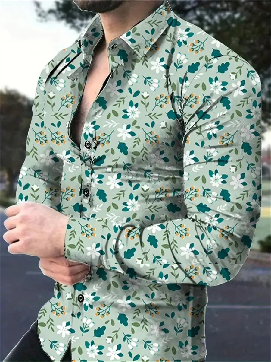 Camisa hawaiana de manga larga para hombre, camisa suave y cómoda con cuello impreso en 3D, diseño de moda informal personalizado, 2024