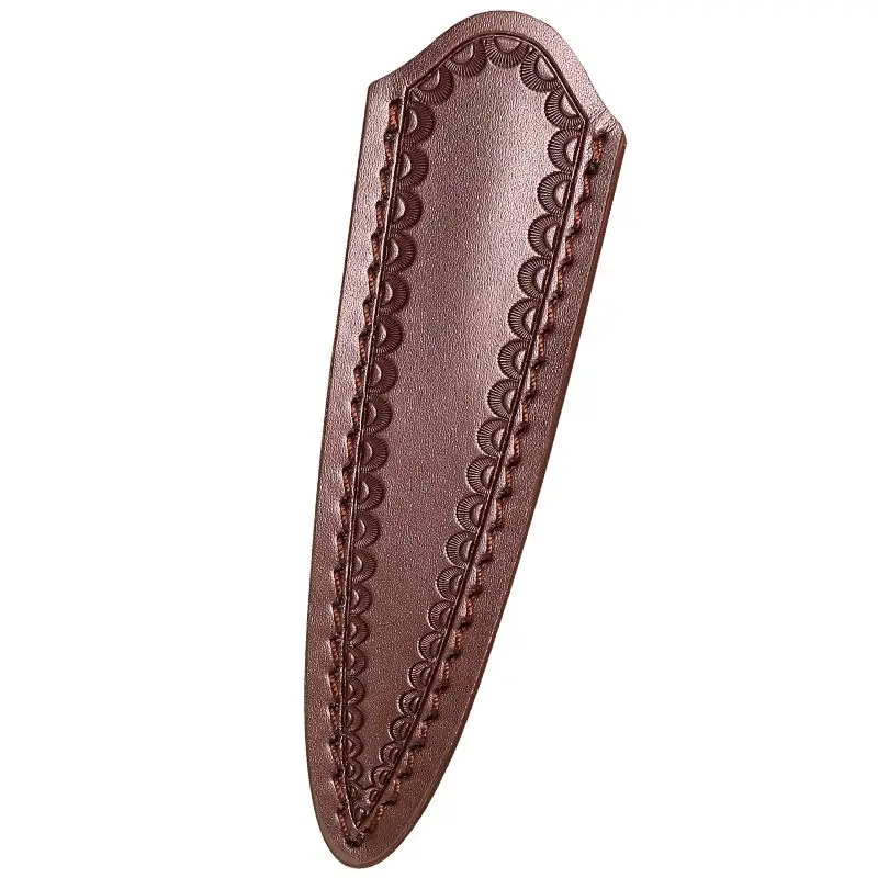 Tea Knife Sheath Genuine Leather Vintage Embossed Cowhide Small Knife Case Protective Cover for Tea Ceremony Knife Scabbard