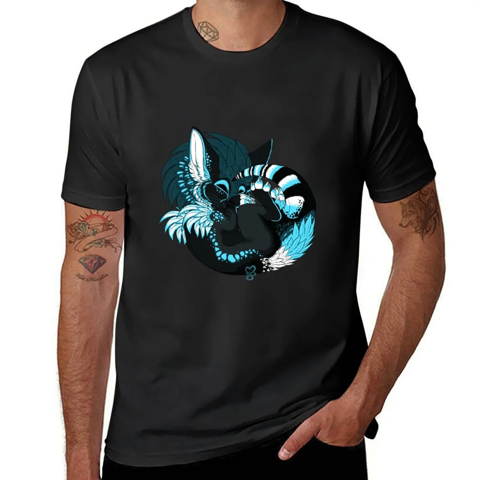 Cat Cyan Turquoise Sushi, Cat, legendary Creature, animals T-Shirt for a boy summer top mens cotton t shirts