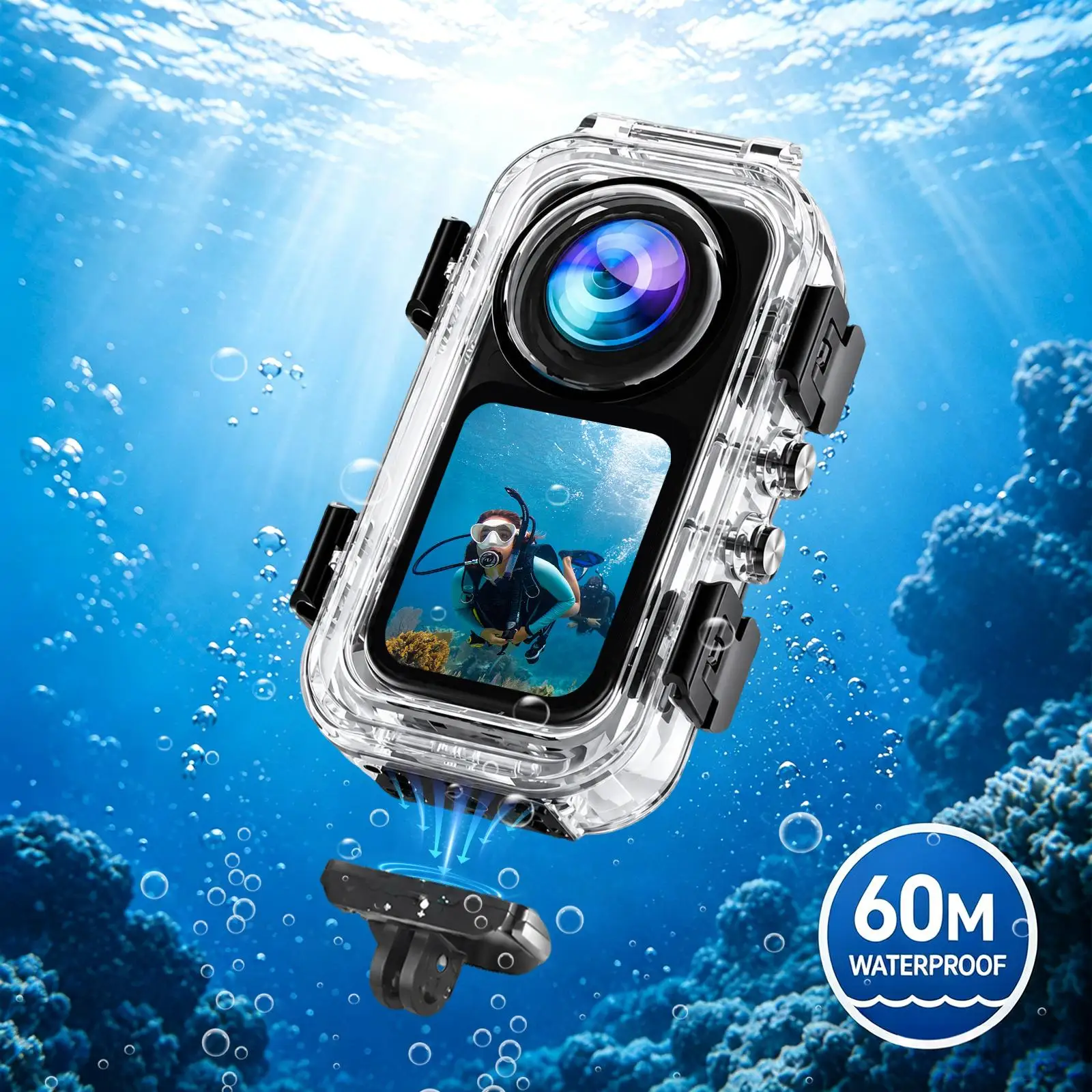 PULUZ 60m Unterwasser-Tauchgehäuse für Insta360 X6, für Insta360 X6 Action-Kamera, wasserdichtes Gehäuse, unsichtbare Abdeckung zum Schnorcheln – Detail 9