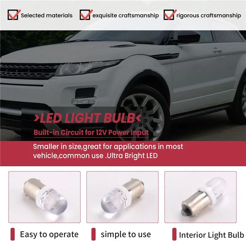 Classy-20Pcs BA9S 1895 H6W 53 57 Bayonet LED Light Bulbs For Car Map Lamp 12V White