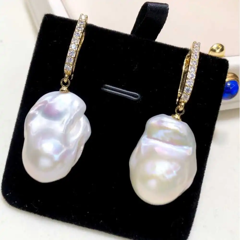 Baloch natural freshwater Pearl pendant 18K inlaid zircon earrings HOOK Fashion New Party Beautiful Classic SOLID