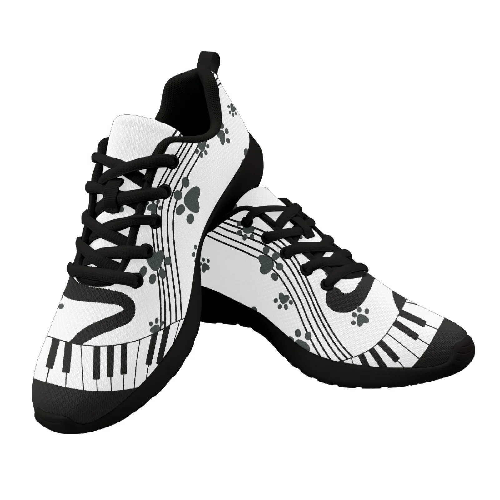 Music Paw Print Summer Mesh Ladies Sneakers Sport Jogging Running Shoes For Woman Lace Up Flats Men Casual Shoes Tennis Shoes