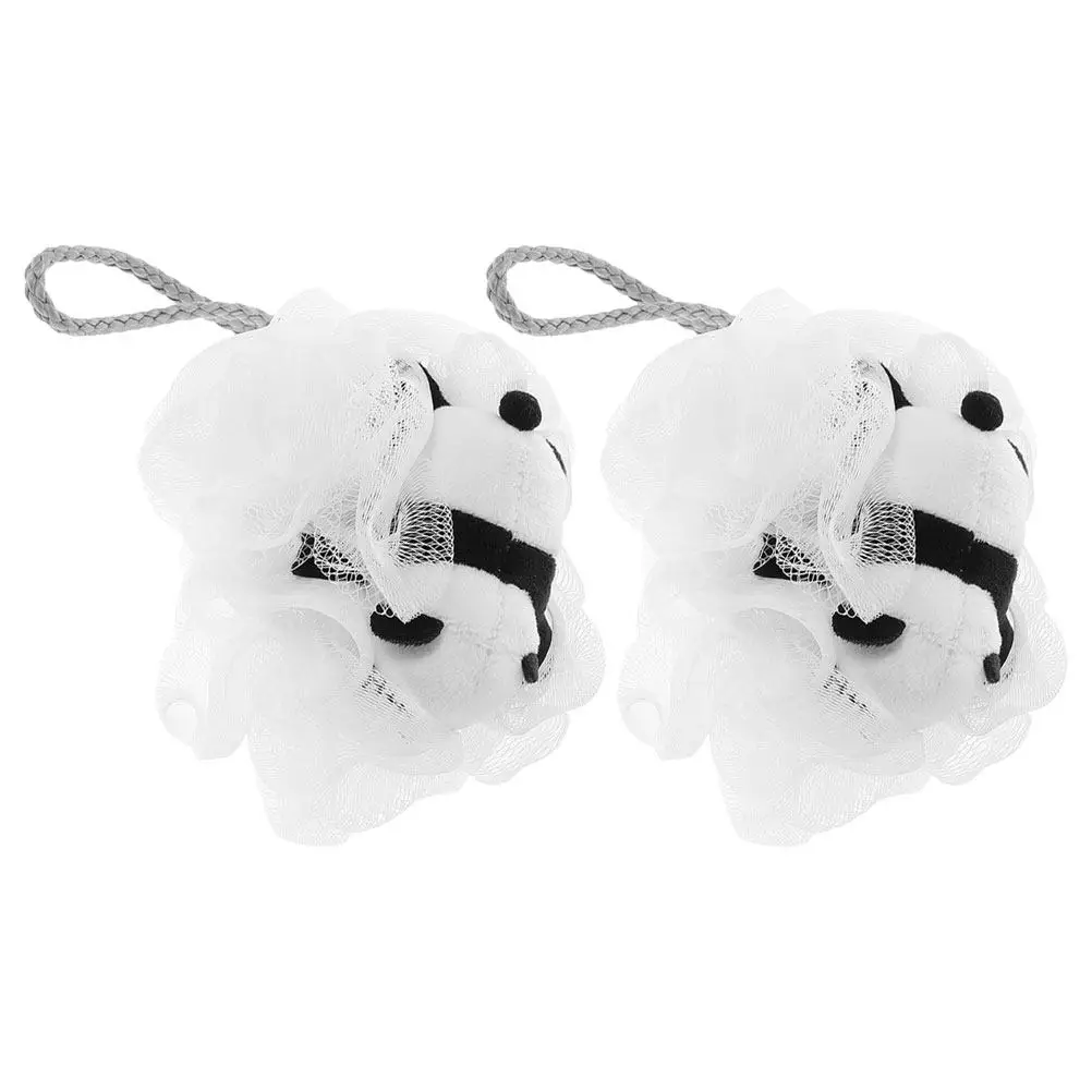 

Набор из 2 мочалок-панд для детей: нежная отшелушивающая сетчатая губка для душа, милая мультяшная губка для младенцев