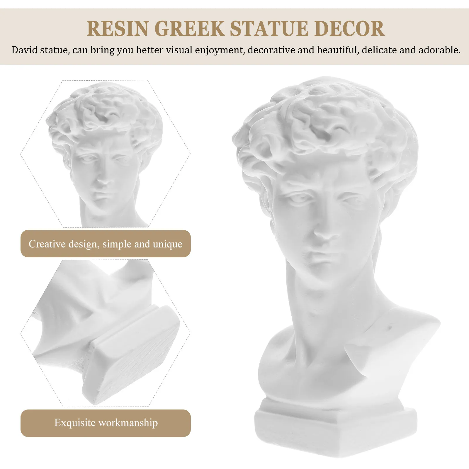 1Set David Resin Statue Roman Column Sculpture Classic Decoration for Home Garden Office Display Resin Statue Decor