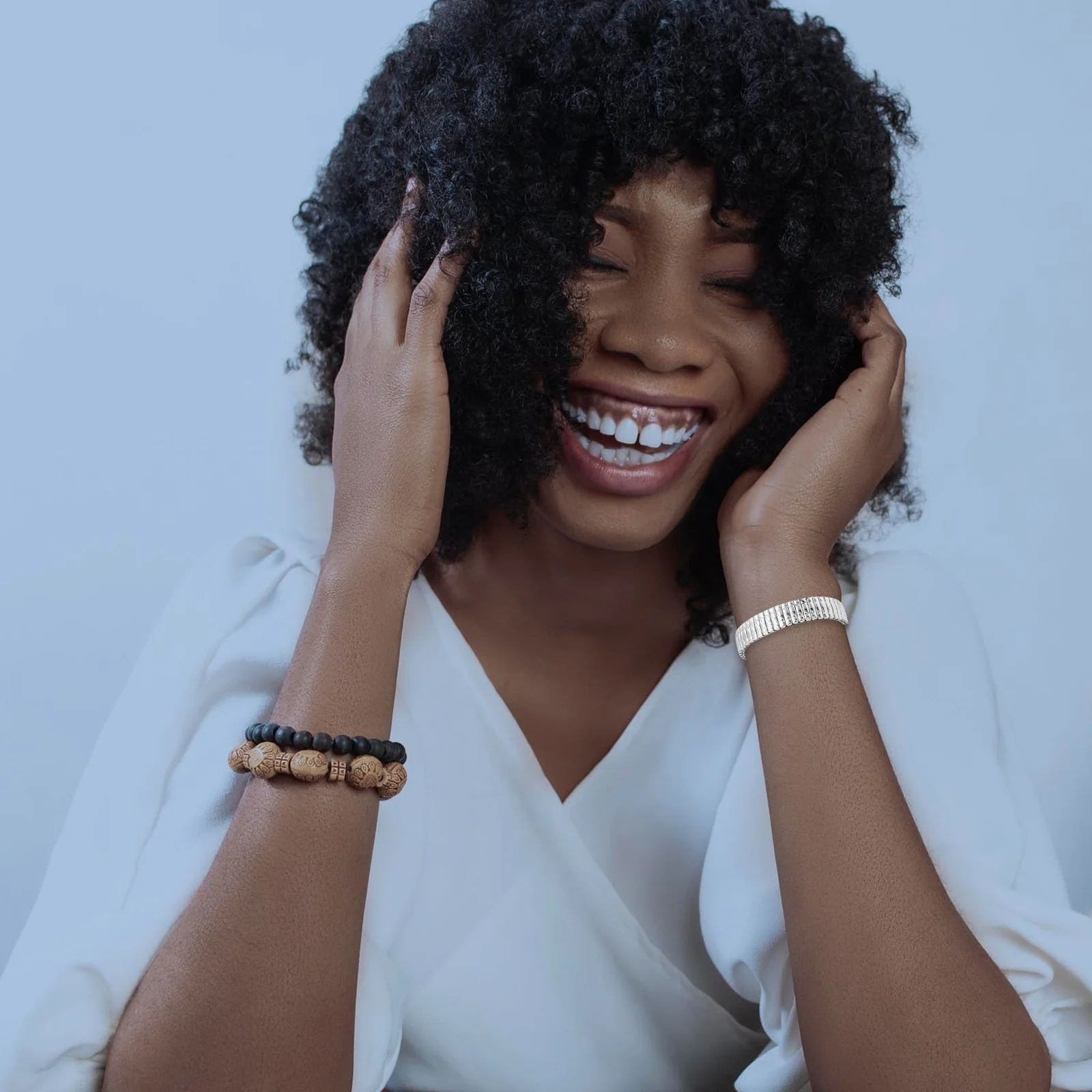 

Elastic Watch Band For Men Stainless Steel Comfortable Seamless Design Silver Tone Watch Strap Replacement Expandable Metal Band