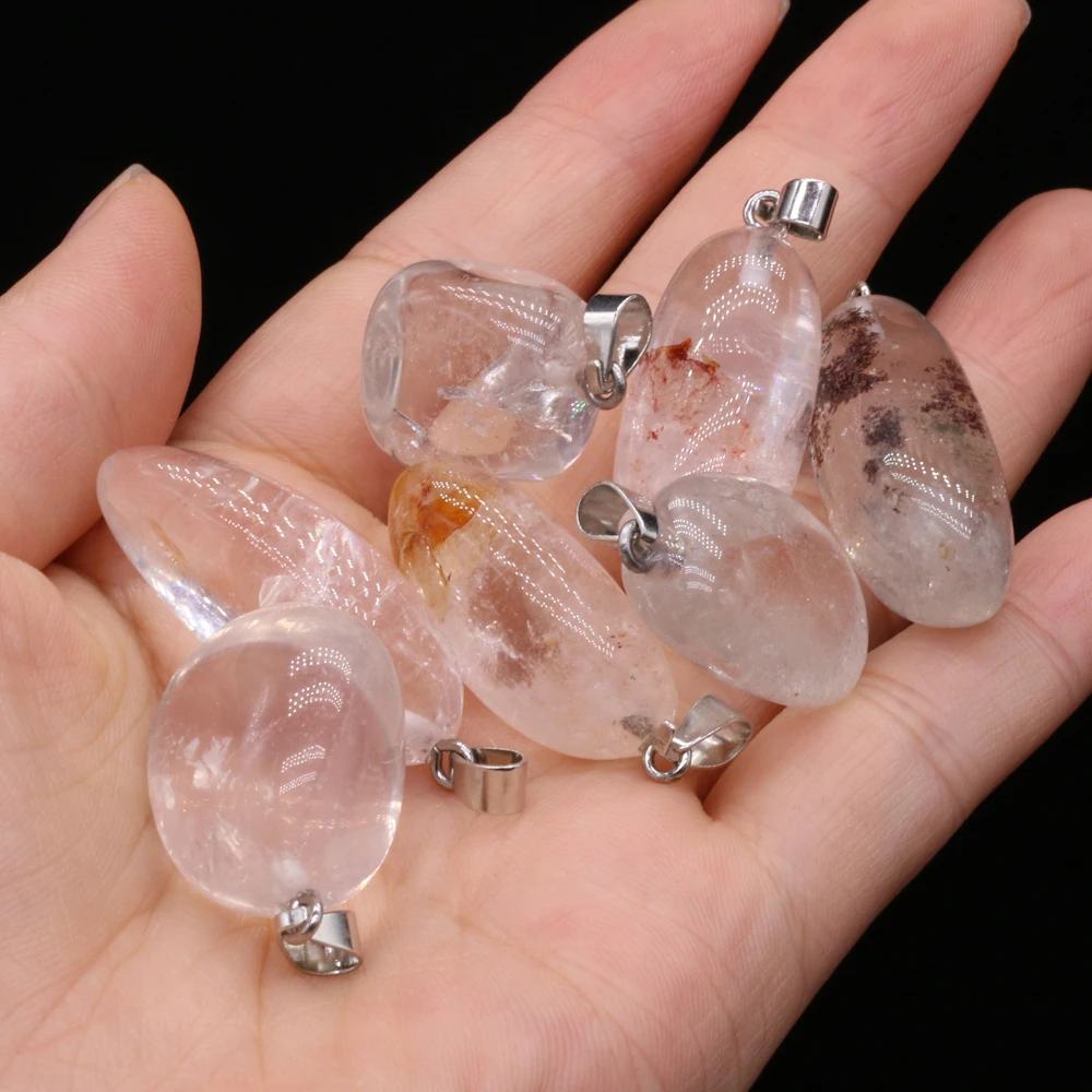 Natural Semi-precious Stone Pendant Irregular Cherry Blossom Agate for DIY Jewelry Making Necklace Size15x20-18x25