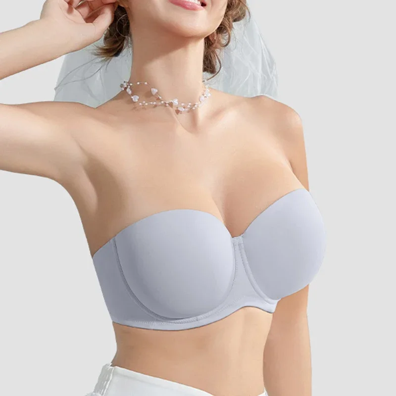 Underwire Female Lingerie Womens Strapless Bra Multiway Push Up Brassiere Seamless Slightly Lined Lift 32 34 36 38 40 42 C D E F