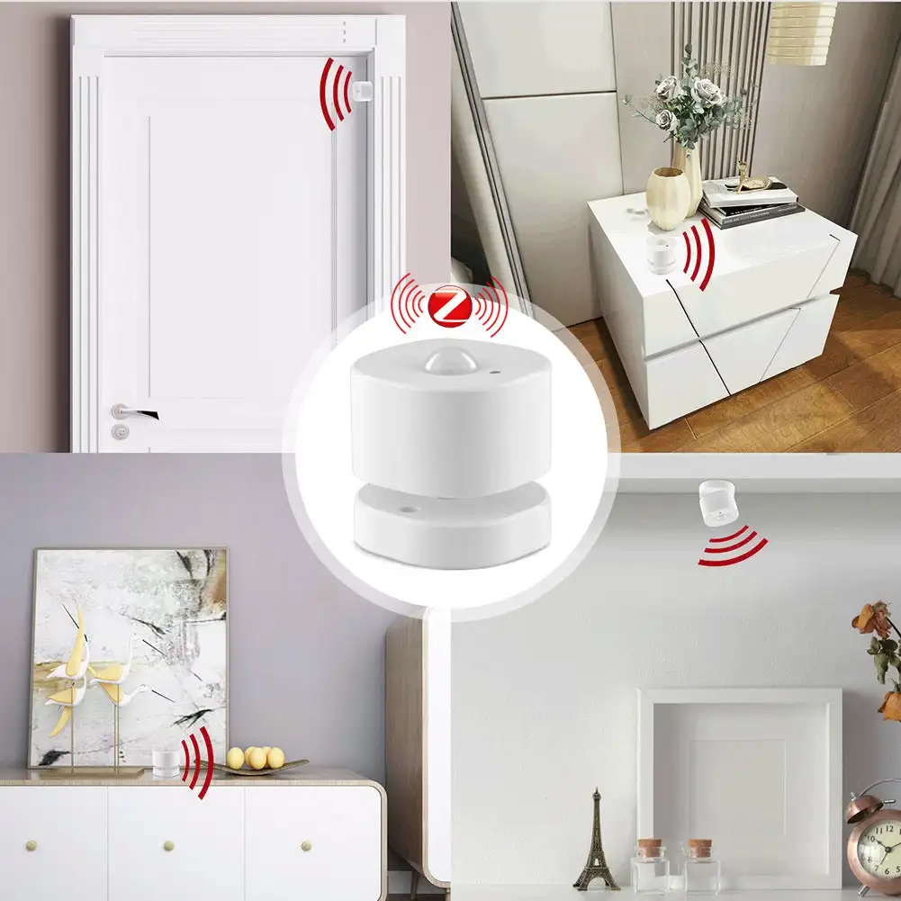 Sensore di movimento PIR intelligente ZigBee Sensore umano con luminosità Caratteristiche di rilevamento batteria scarica per Smart Home