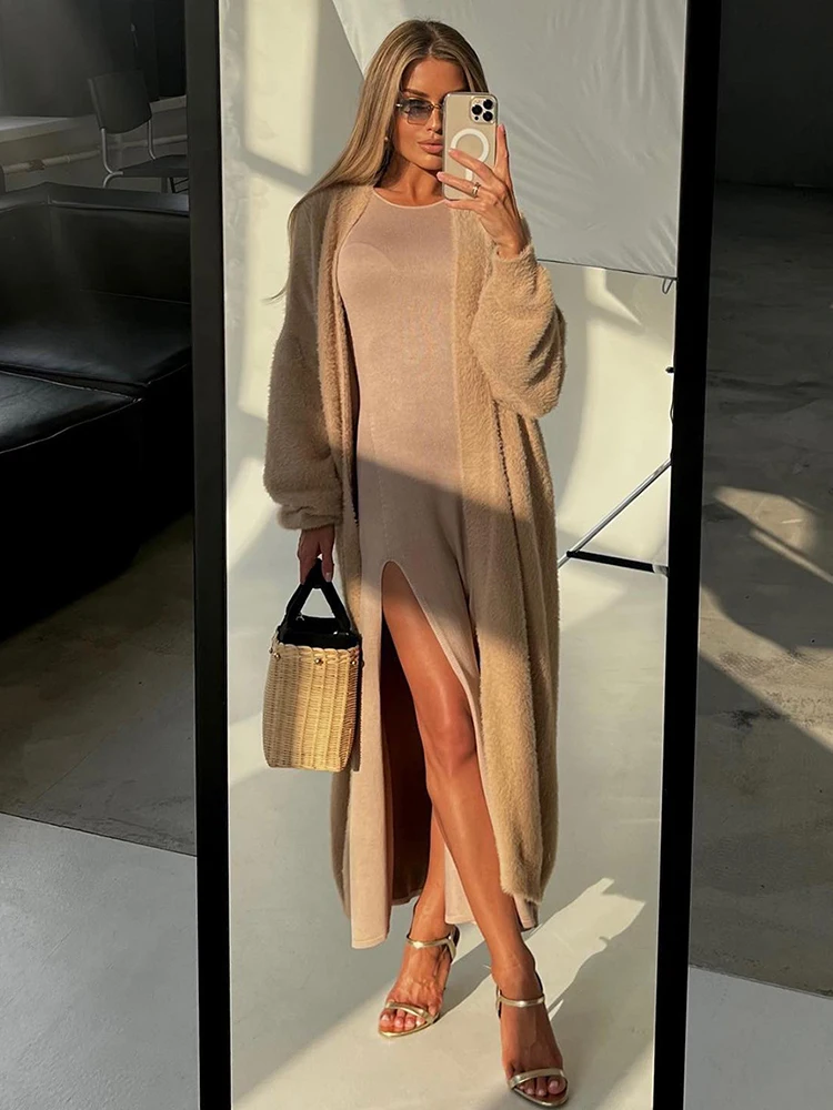 ByeMyLove Nepbont Gewaad Jas Gewaden Dames Winter Warm Vest Met Lange Mouwen Elegant Casual Over Size Bovenkleding Trending