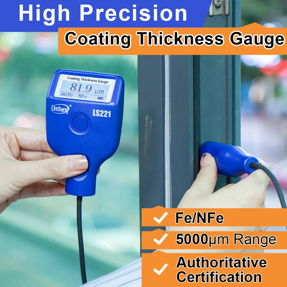 LS221 Coating Thickness Measuring Device Meter Powder Tester Aluminum Coating Thickness Gauge With External Cable Probe