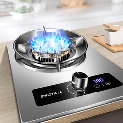 Explosion-proof Stainless Steel Gas Single Stove Desktop Gas Stove for Kitchen 5.2kw Large Fire Flame-out Protection Cooktops