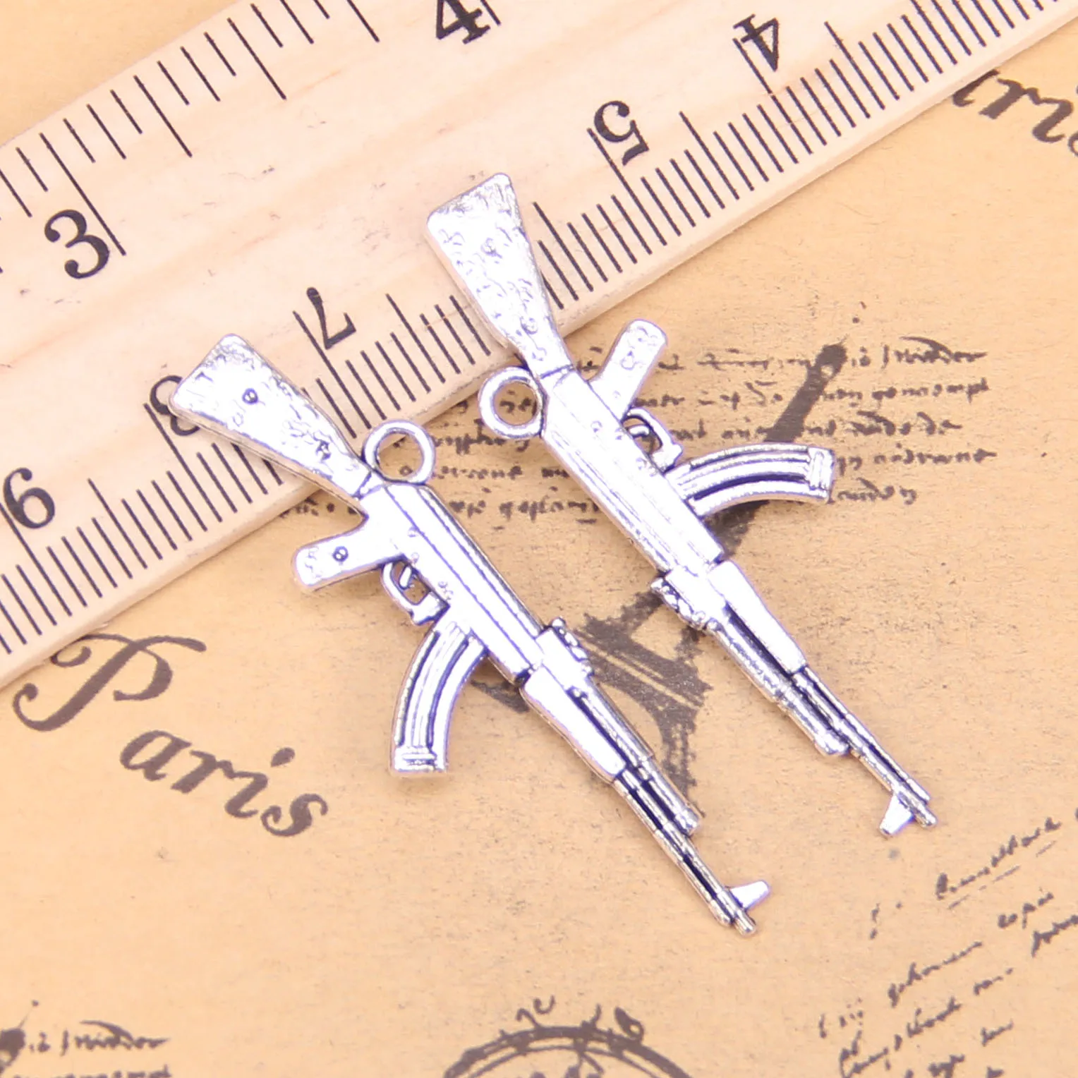 45pcs Charms Machine Gun Assault Rifle ak-47 44x15mm Antique Making Pendant fit,Vintage Tibetan Silver,DIY Bracelet Necklace