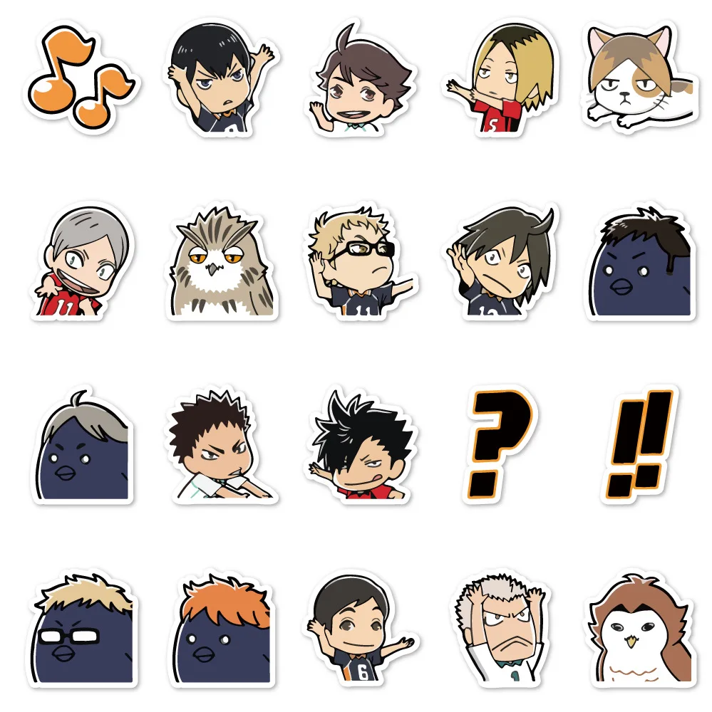 40Pcs Anime Haikyuu Stickers Cute Cartoon for Laptop Phone Guitar Diary Car Notebook Scrapbook Decoration Stickers Kid Toy