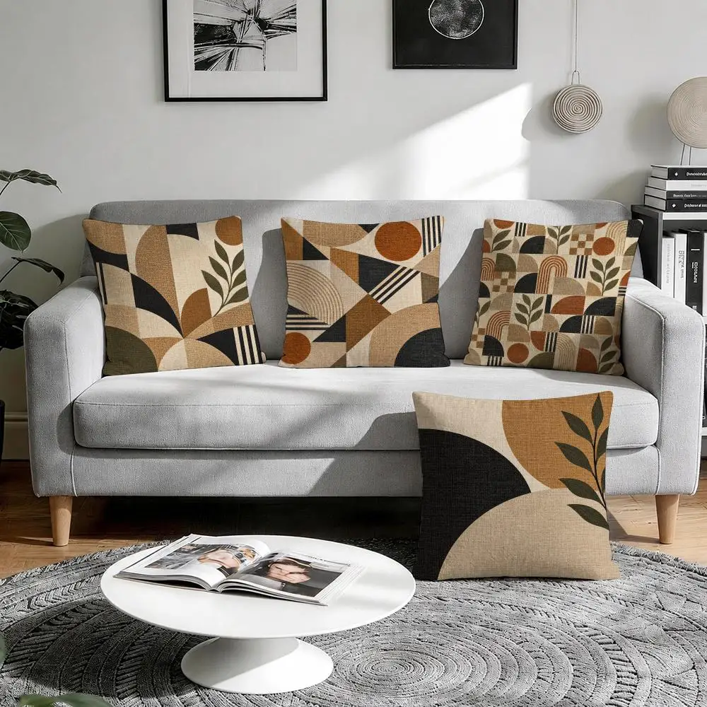 Boho Geometric Wall Decor Cushion Cover 1/4Pcs Linen Throw Pillow Covers Double-Side Print Sofa Couch Living Room Decor