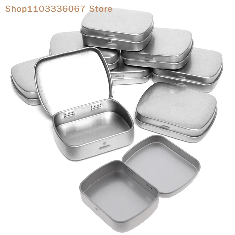 【HL】Small Hinged Metal Tin Lip Balm Beard Wax Cream Sweets Cosmetics Pills 6x4.6x1.5