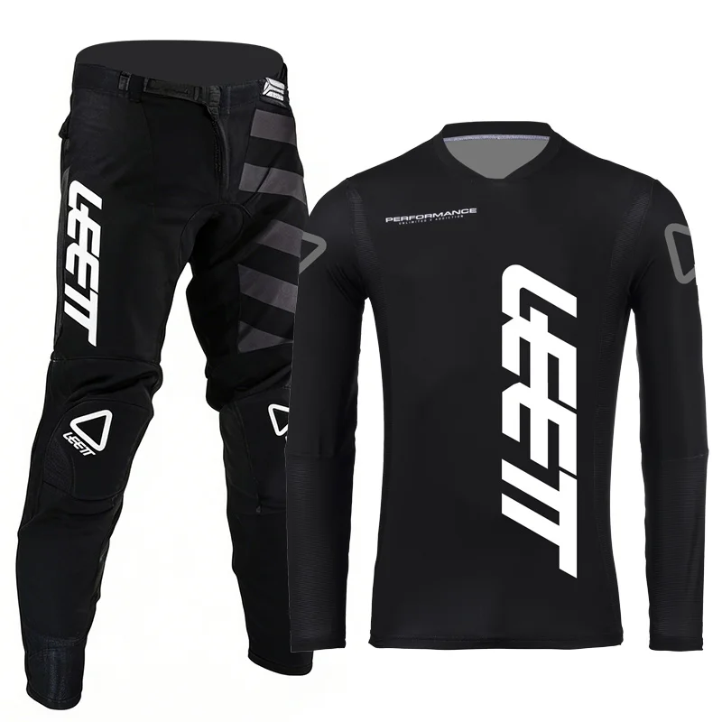 2026 Leett Motocross Gear Set Adult Man Woman Black Enduro Off-Road Customization Thick Racing Jersey and Pants Name and Number