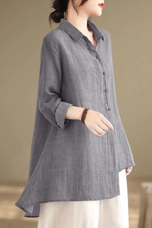 

Sun Protection Long-sleeved Shirt Thin Style for Summer Cardigan Medium-length Irregular Casual Temperament Wear-outside