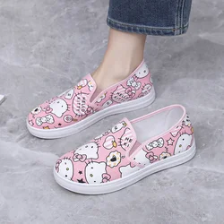 Nuove scarpe di tela Graffiti KTCat Hello Kitty scarpe di tela comode e traspiranti simpatico cartone animato dolce ragazza scarpe Casual regalo