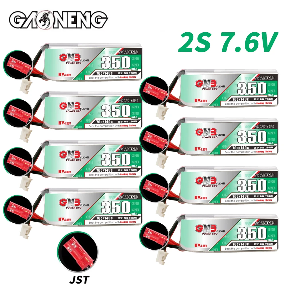 GAONENG GNB 2S 7.6V 350mAh 70C/140C Lipo Battery For Remote Control Toys Model UAV FPV  Drone 7.6V Battery With JST Plug