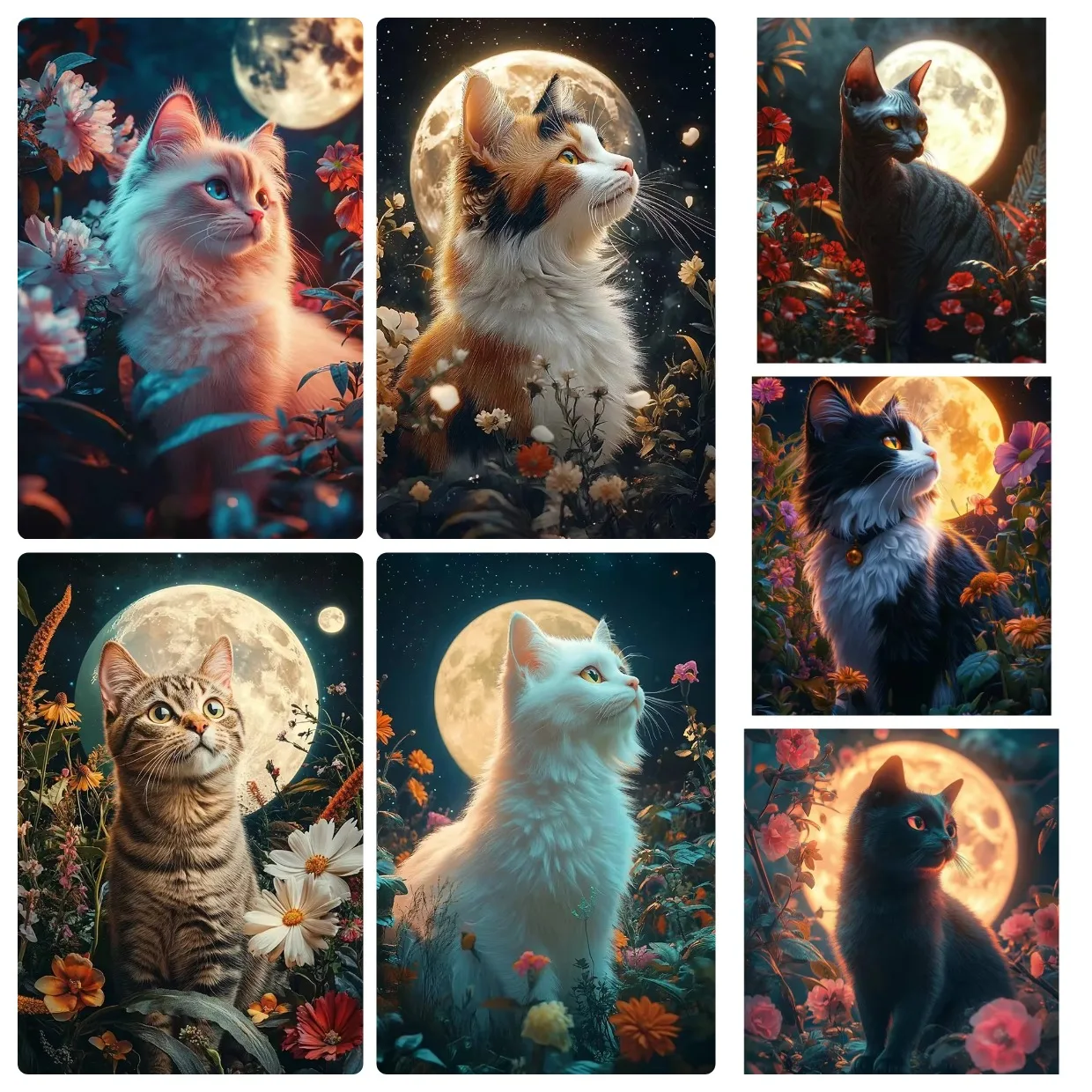 DIY Animal Moon Cute Cat Jigsaw Puzzles 500/1000/1200/2000PCS Handmade Art Exquisite Home Decor Gift No Frame