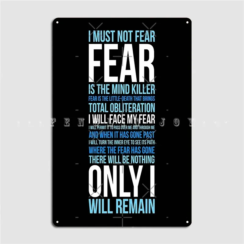 Litany Against Fear Long Poster Metal Plaque Cinema Living Room Kitchen Retro Wall Decor Tin Sign Posters