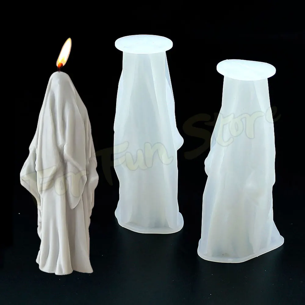 For Fun DIY Wizard Candle Silicone Candle Molds Aromatherapy Plaster Soap Mold Resin Mold Home Decoration Halloween Ornament