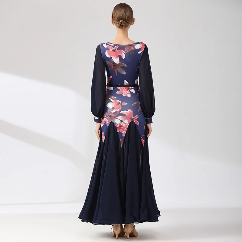 Customized Modern Dance Dress S9077 Latin Ballom National Standard Dance Dress Lantern Sleeve Tango Skirt Clothing