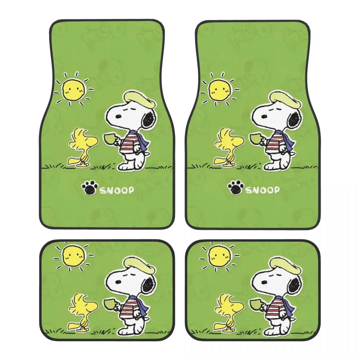 

Snoopy Cartoon Peanuts Comic Universal Fit Car Floor Mats Durable Car Carpet Mat 4pcs with Anti-Slip Backing Fit for SUV Trucks