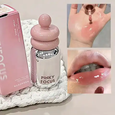 Pinkyfocus Şeffaf Parlak Dudak Yağı Nemlendirici Cam Görünümü Yapıcı Yapışkan Olmayan Ten Rengi Dudakları Aydınlatmak İçin Katmanlı Kullanım İçin İdeal
