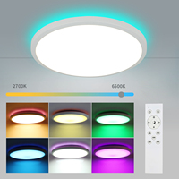 Dimmable LED Ceiling Light,RGB 24W Flush Mount Ceiling Light with Remote Control,12 Inch 3000-6500K Ultra-Thin Ceiling Lamp