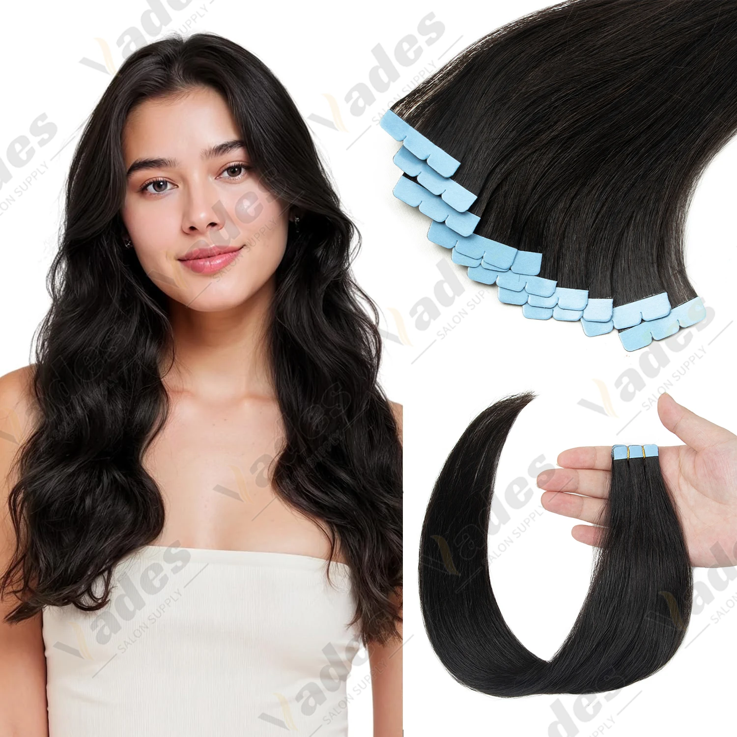 VEDES شريط صغير في وصلات الشعر آلة لحمة الجلد-شريط ريمي طبيعي مستقيم في ملحقات 10 قطعة للشعر الجانبي #1