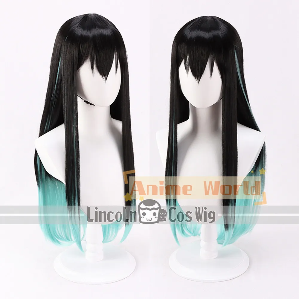 Anime Muichiro Tokitou Cosplay Wig Halloween Carnival Party Props Synthetic Hair Heat Resistant Fiber + Wig Cap