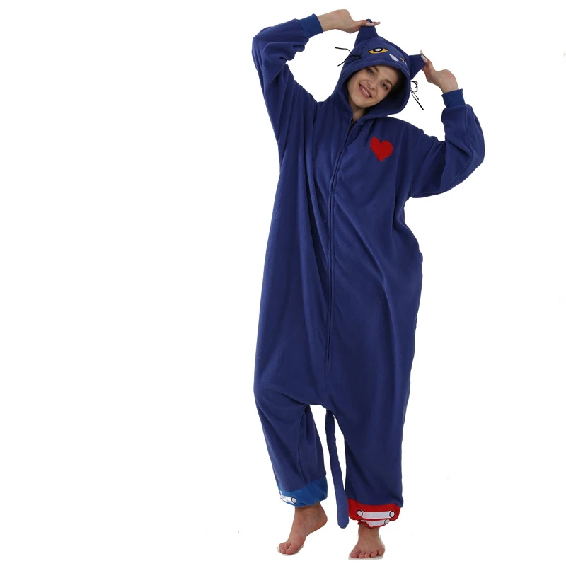 Full Body Clothes Kigurumi Cat Onesies For Adults Fleece Cosplay Costume Anime Sleepwear One-Piece Pijamas Christmas Halloween