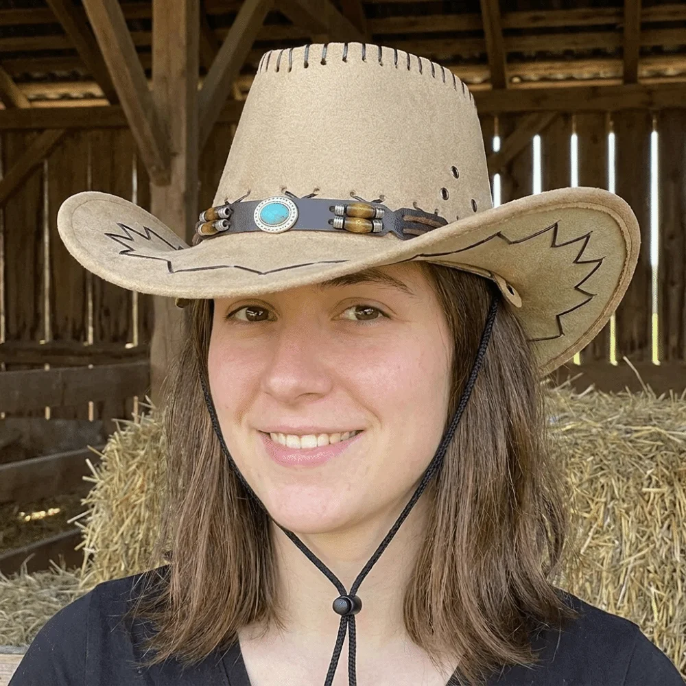 旅行用ワイドブリムウエスタンカウボーイハット、レザーベルト付 - Sun Hat Wide Brim のレビューと価格