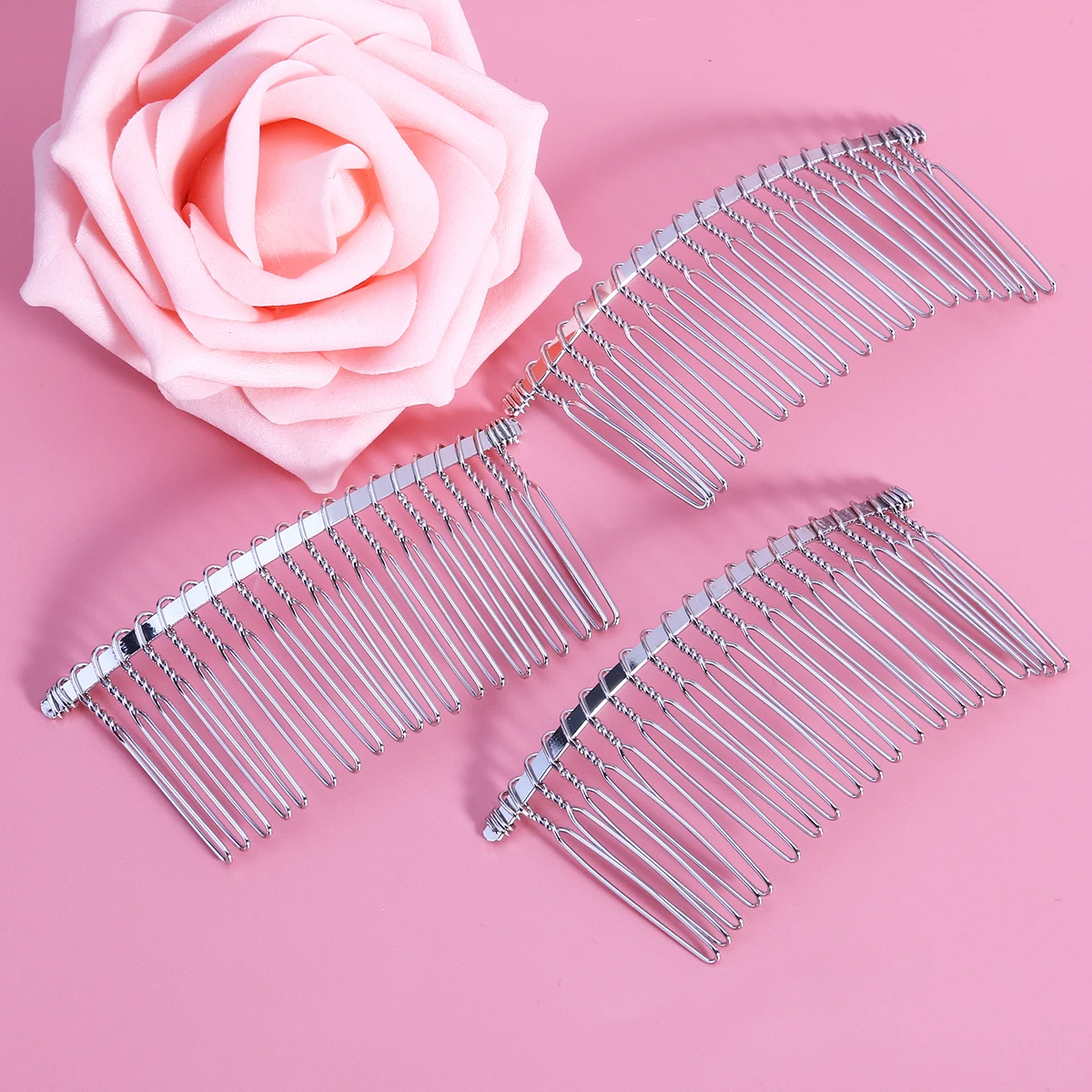 

3Pcs 7.8cm Silver Metal Hair Comb 20 Teeth Heavy Duty Wire for Wedding Headdress DIY Hair Accessories Making Bridal Veil Comb