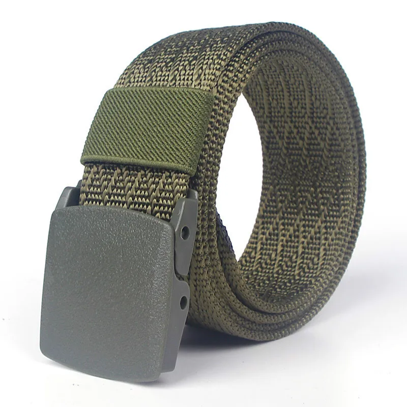 

Classic Faux Nylon Thickened Plaid Belt Unisex Military Travel Tactical Belt Jeans Accessories Plastic Buckle Canvas
